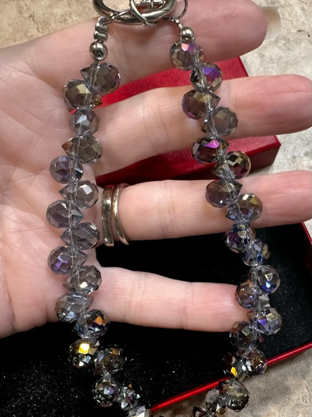 Artisan Iridescent Bead keychain or phone holder